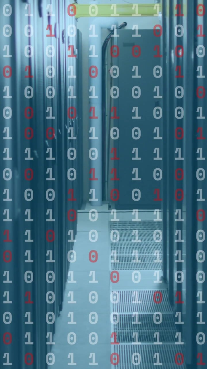 Animation of data processing over server room