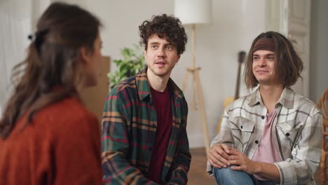 friends talking in a home