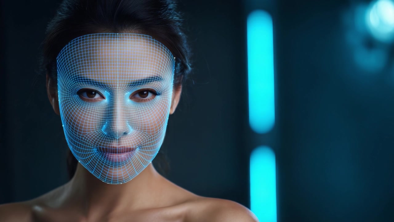 Exploring the Contrast Between Natural Beauty and Digital Overlay: A Stunning Visual Journey Capturing a Transformative Face in Two Different Stages
