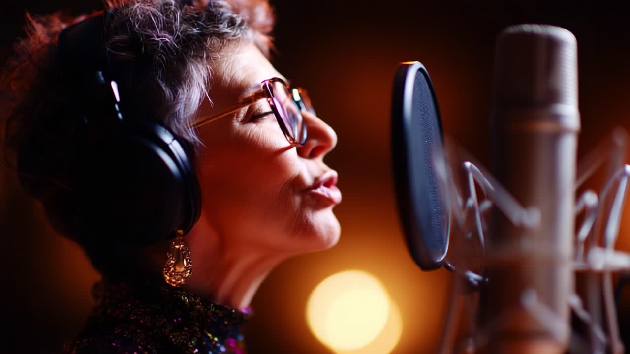 Captivating Vocal Performance: A Talented Individual Expresses Emotion with Passion in a Studio Setting, Showcasing the Artistry and Skill of Live Singing with Professional Equipment