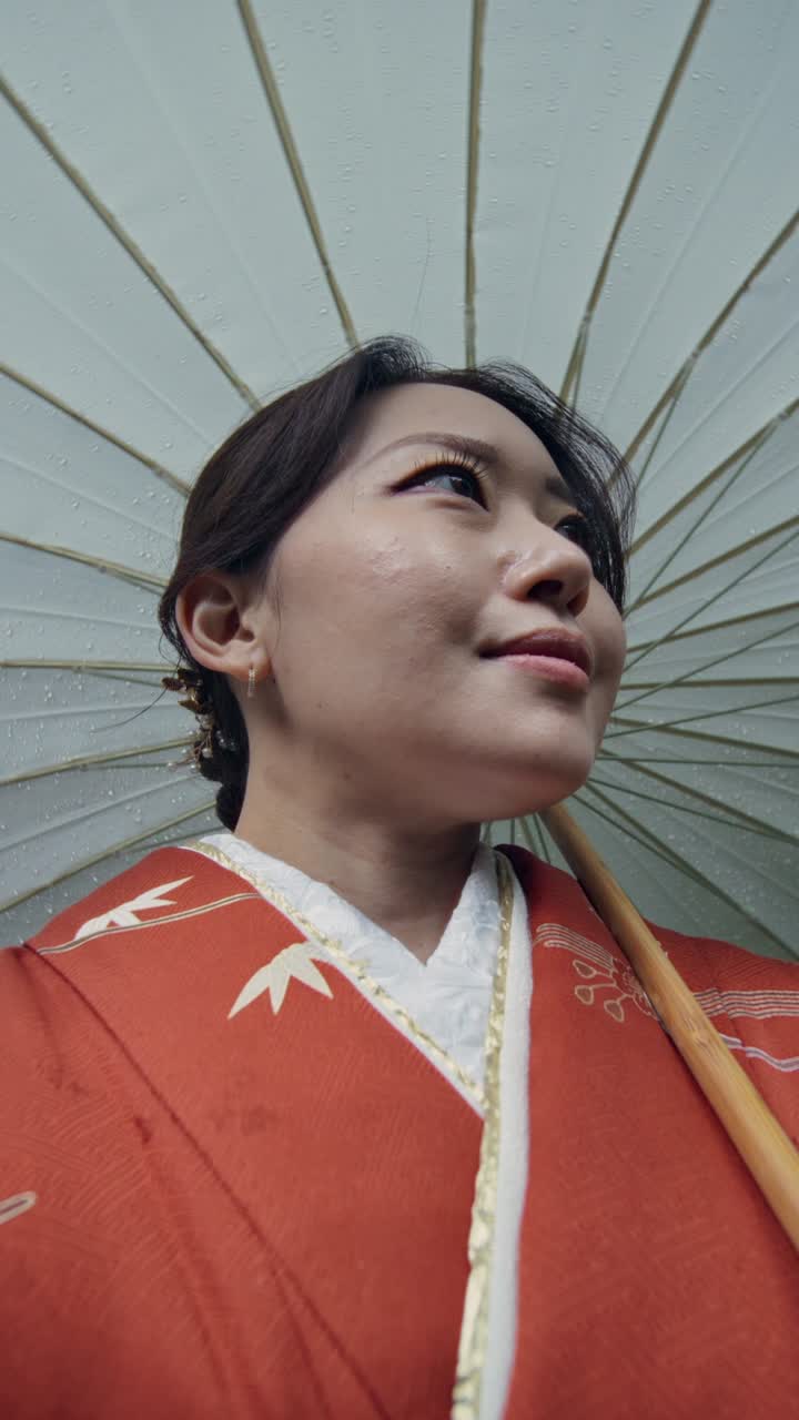 Woman in Kimono under Umbrella