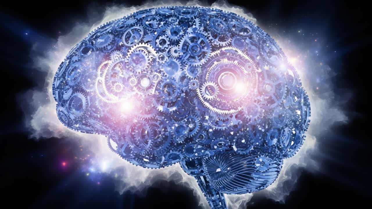 An Intricate Mechanism of Thought: A Futuristic Representation of a Brain Composed of Gears and Cogs, Illuminating the Potential of Artificial Intelligence and Advanced Technology
