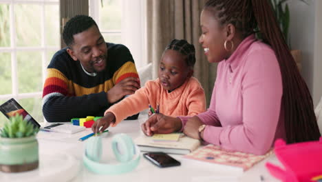 family, child and count color at home for school