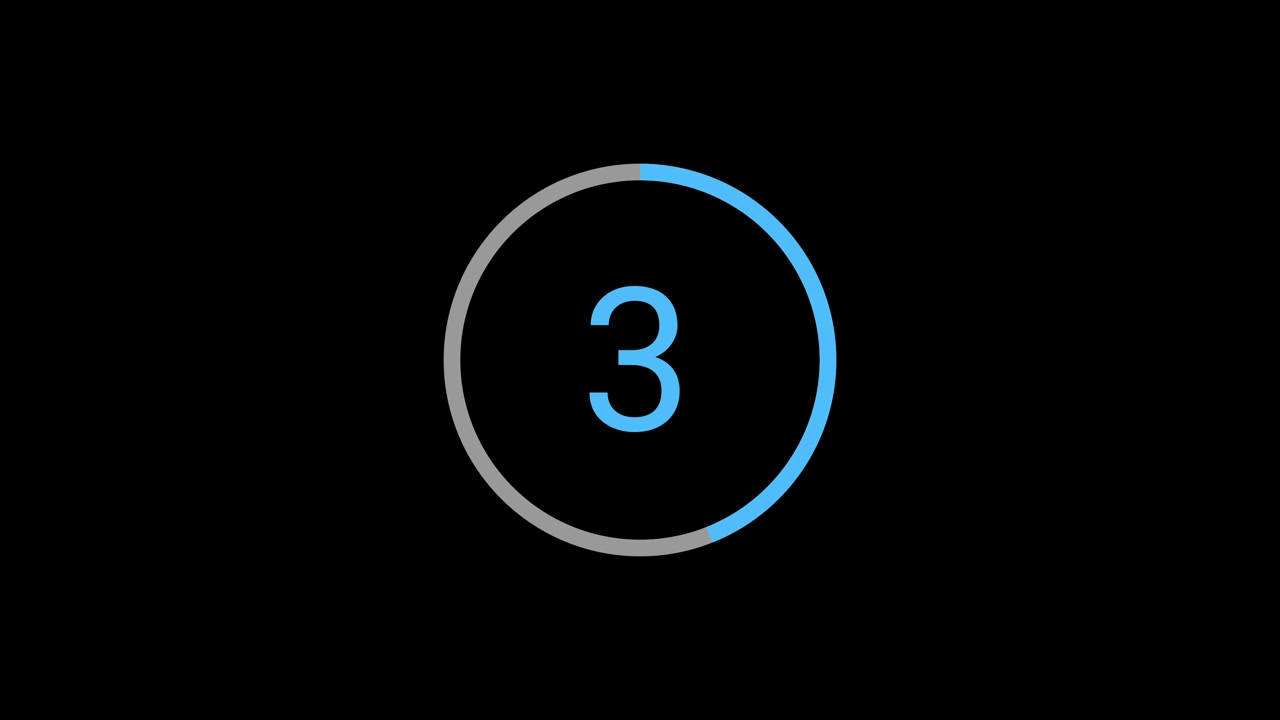 Minimalist Blue Countdown Timer on Black Background