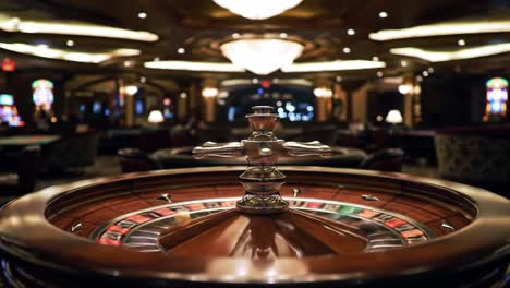 captivating roulette wheel in an elegant casino setting, showcasing the thrill of gambling and the sophistication of casino atmosphere at night