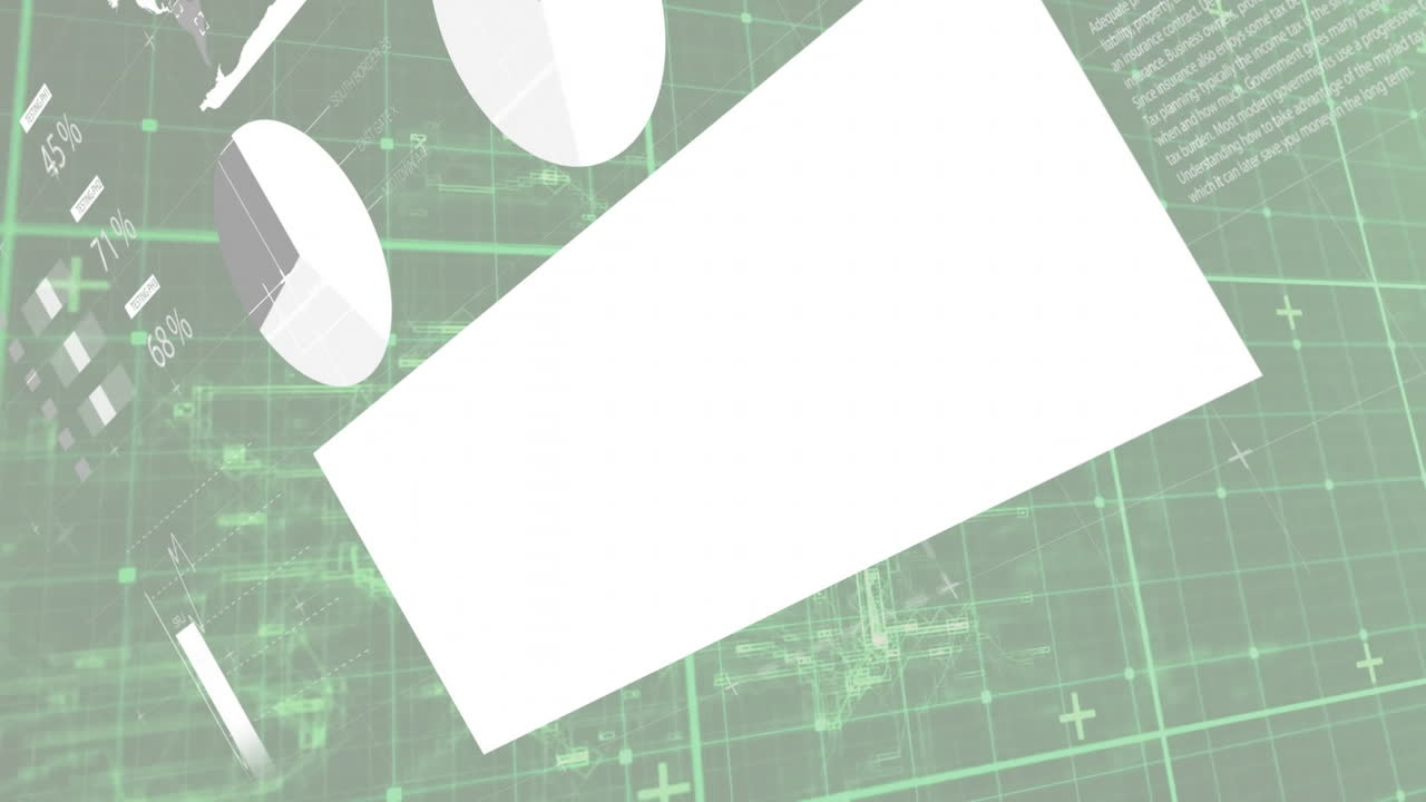 녹색 바탕에 그리드를 통해 금융 데이터 처리의 애니메이션