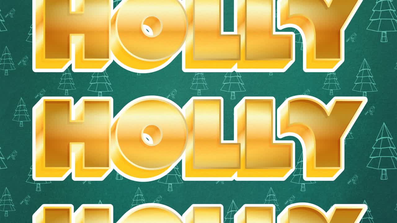 회색 배경 에 크리스마스 에 반복 되는 홀리 텍스트 의 애니메이션