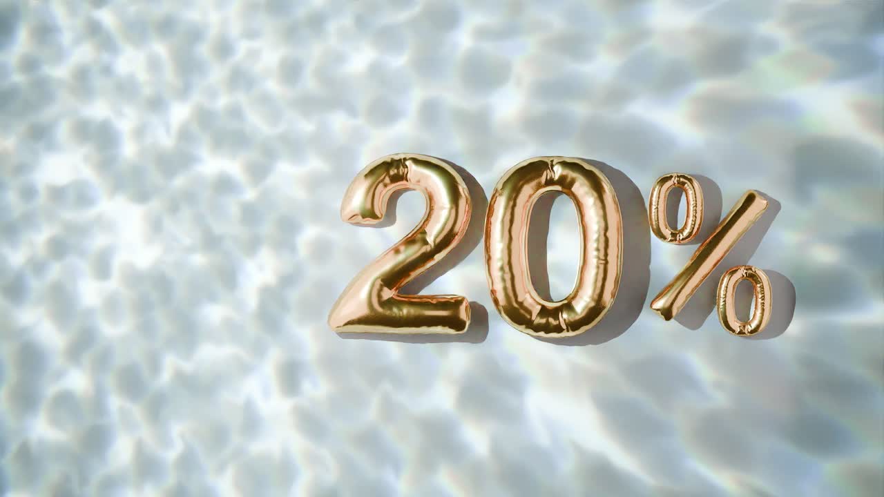 물 위에 떠다니는 황금색 20%의 물결은 색 바탕에 있습니다.