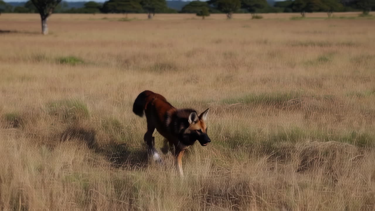 Painted Dog in African Savanna