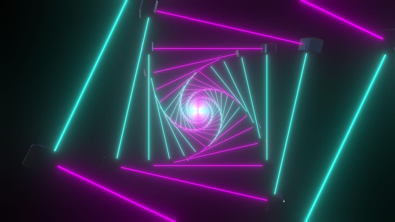 Neon-Spiraltunnel mit Würfeln