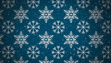 digital animation of snowflakes moving against snow falling on blue background