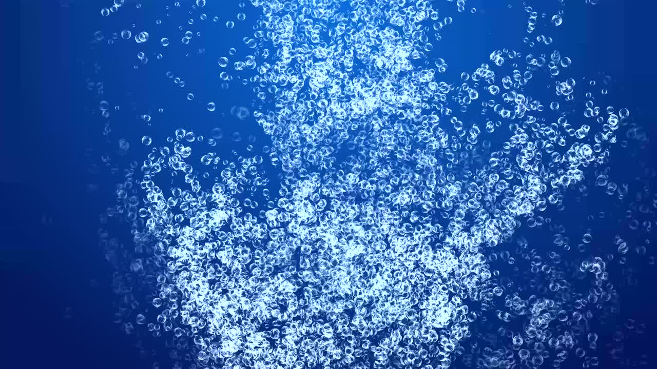 Multiple bubble rings exploding in water and spreading bubbles 4k 3d green screen loop animation