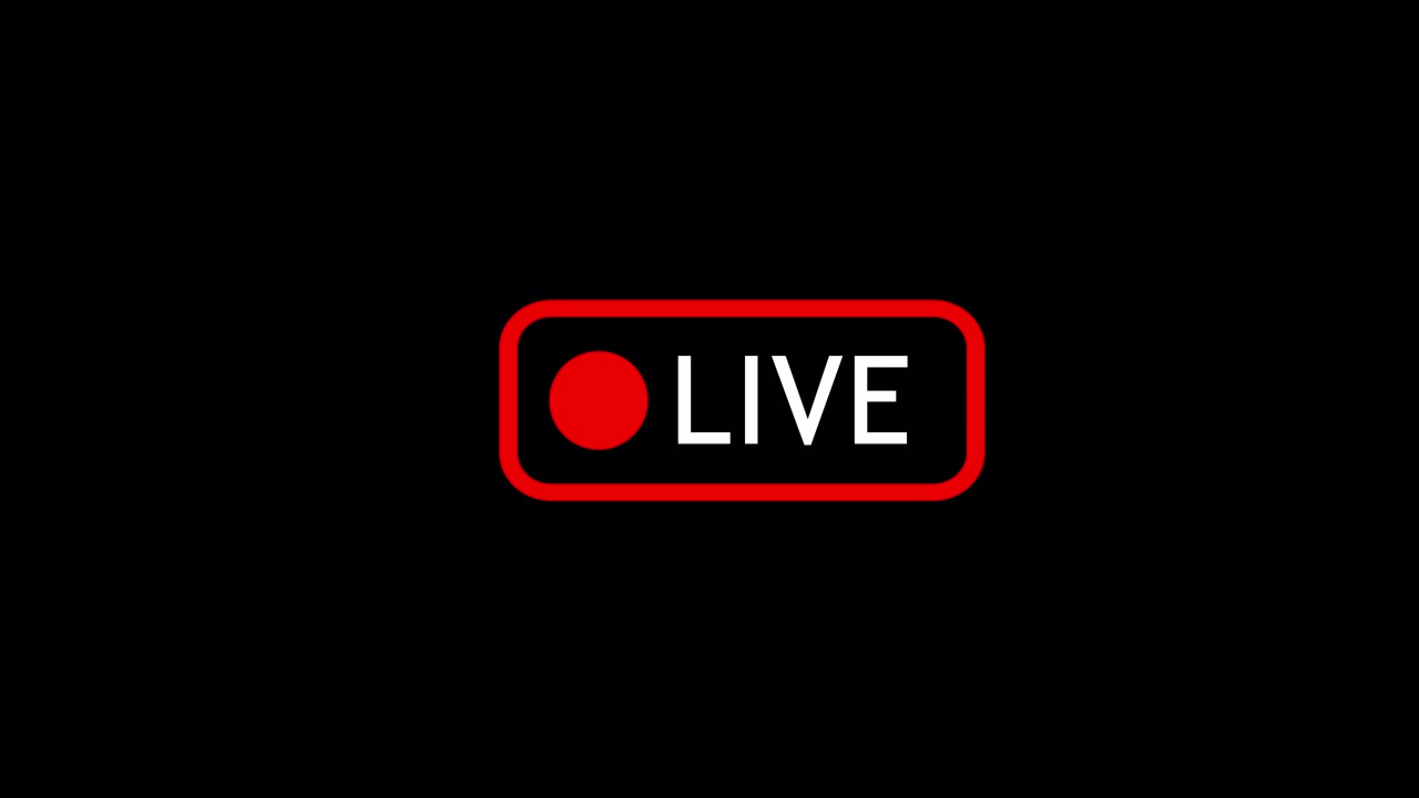 Live Streaming Indicator Icon Blinking on Black Background