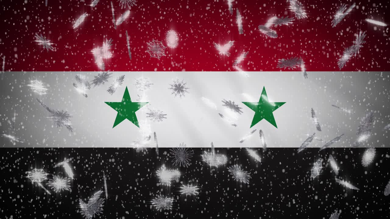 시리아 발이 눈을 내리고, 루프, 새해와 크리스마스 배경, 루프