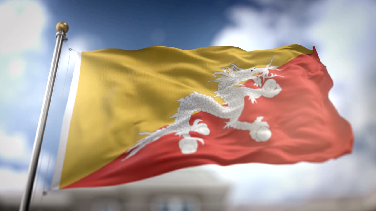 부탄 발을 흔들고 있는 느린 동작 3d 렌더링 파란 하늘 배경 - 원활한 루프 4k