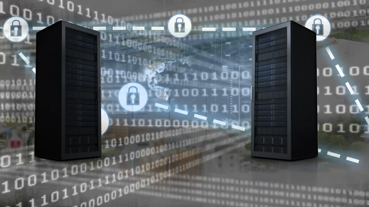 Animation of network of connections over data processing and servers