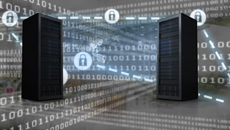 animation of network of connections over data processing and servers