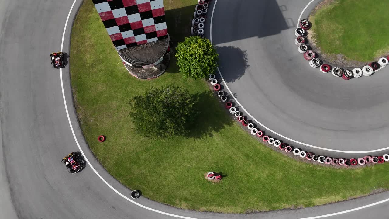 Aerial view of a go-kart racetrack
