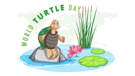 tortuga animada celebrando el día mundial de las tortugas