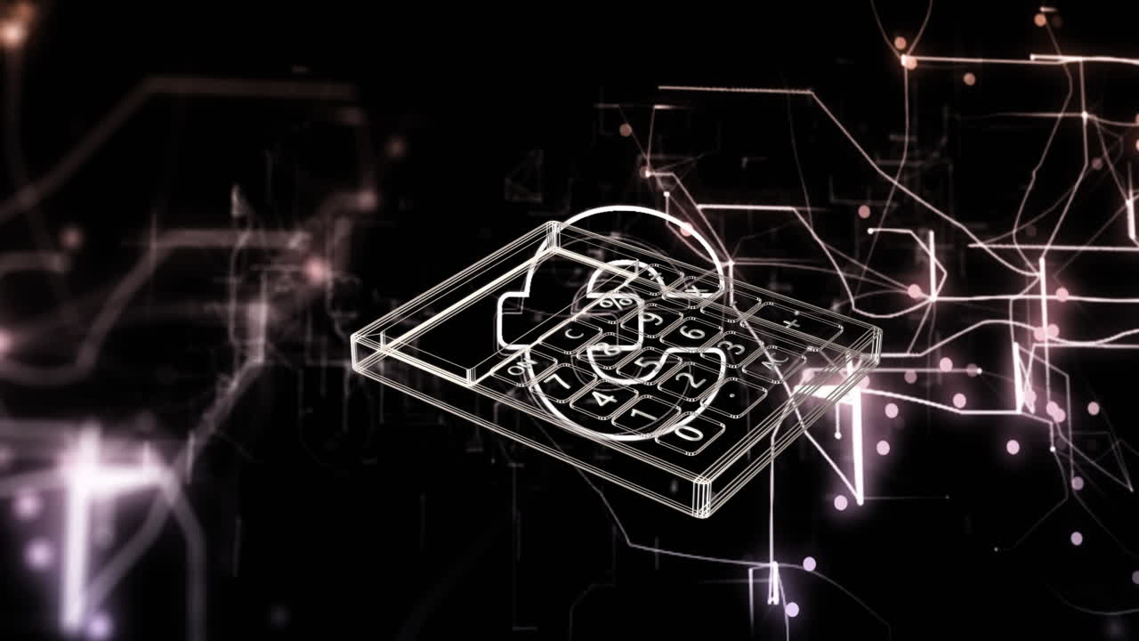 Animation of currency euro symbol and calculator on black background