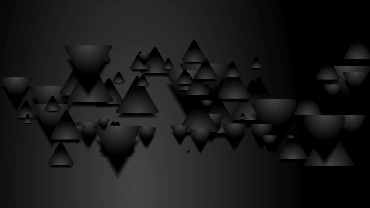 высокотехнологичная геометрическая абстрактная видеоанимация с черными бумажными треугольниками