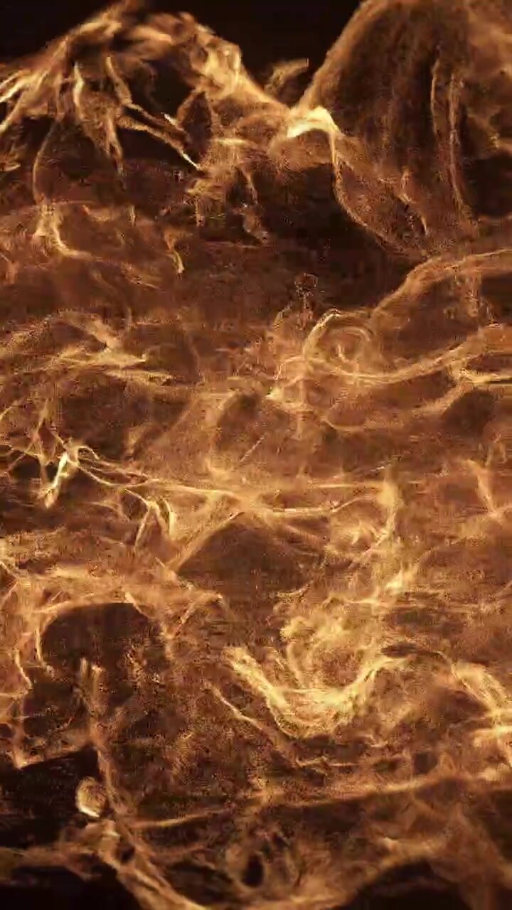 Abstract Golden Particle Flow Animation on Black Background