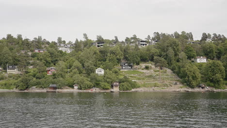 coastal village on a hillside with waterfront houses