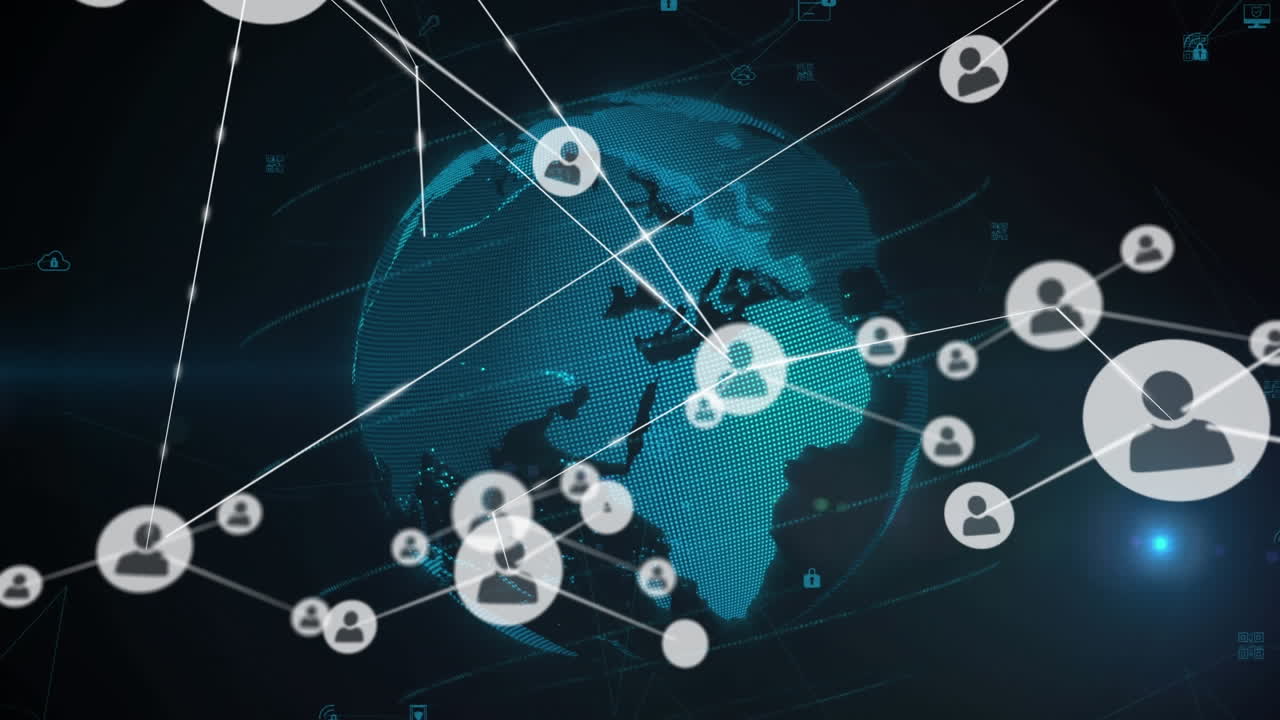 Animation d’un réseau de connexions sur le globe