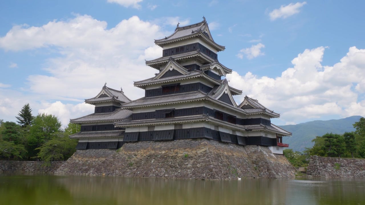 Matsumoto Slot om dagen i Nagano-præfekturet, Japan. - bredt statisk skud.