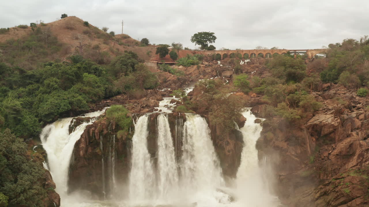 Flying over a waterfall in kwanza sul, binga, Angola on the African continent 13