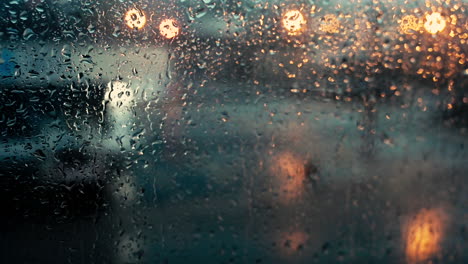 Bokeh-De-Luz-Del-Cristal-De-La-Ventana-Exterior-Y-Gotas-De-Agua-De-La-Tormenta-De-Lluvia