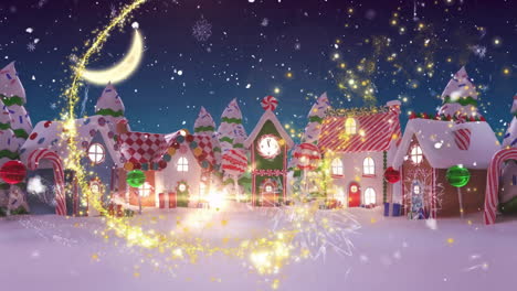 animation of shooting star and winter scenery