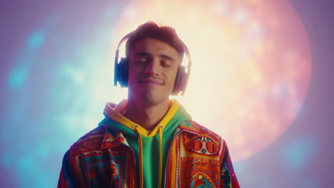 hombre escuchando música con auriculares