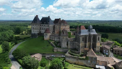 panning aerial biron castle chateau dordogne france