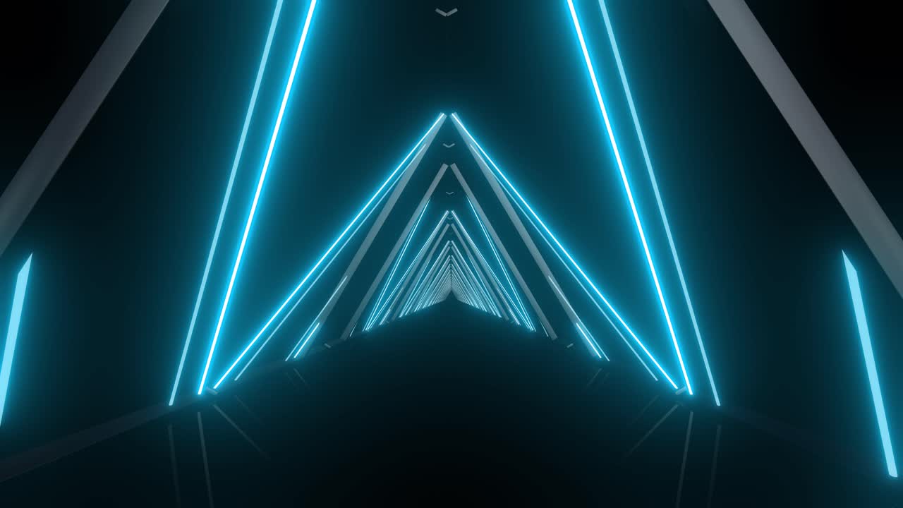 túnel de triángulo brillante de neón