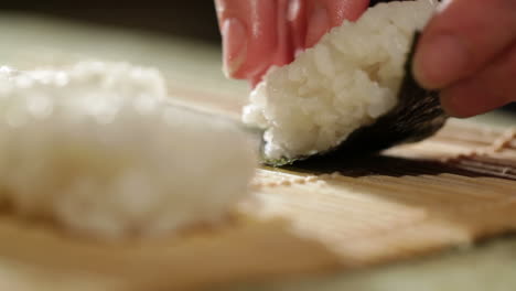 cooking sushi roll macro shot