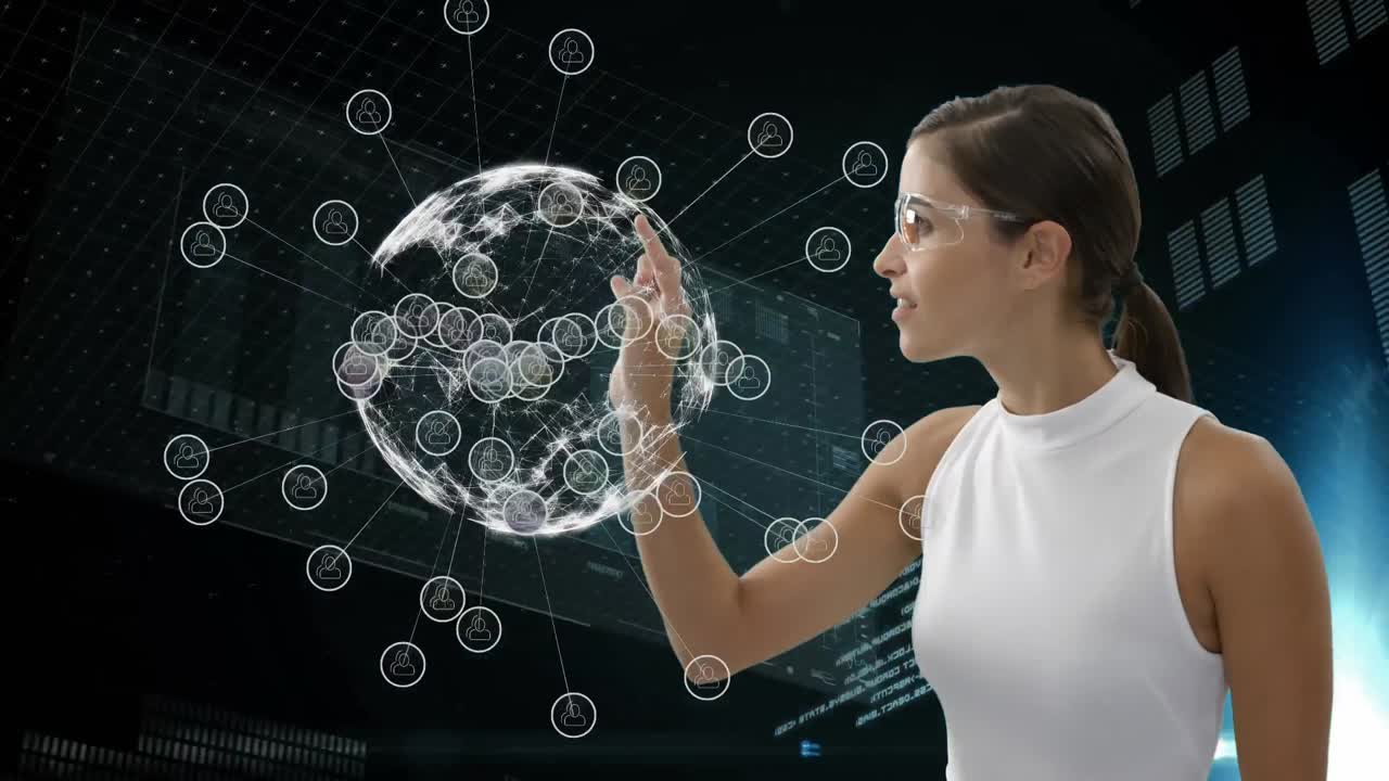 compuesto digital de una mujer y el globo mundial