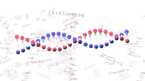 animation of dna strand over mathematical data processing