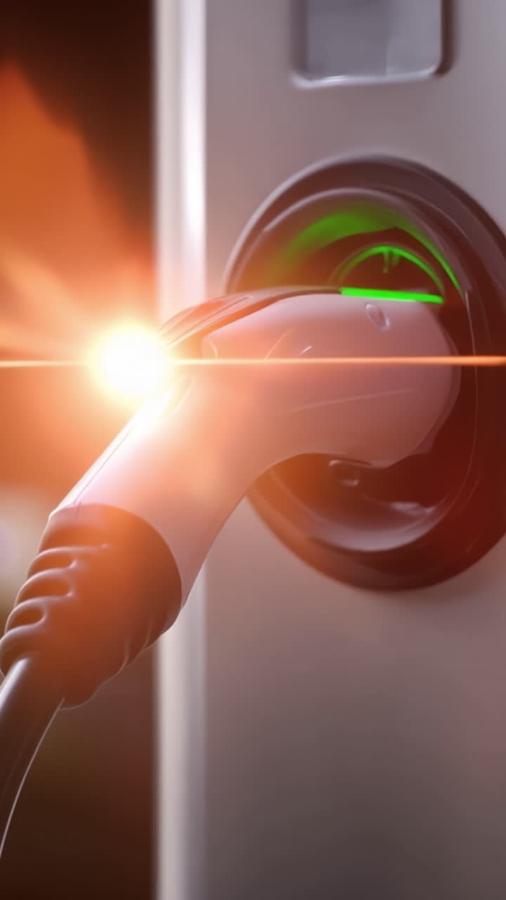 Electric Vehicle Charging: A Close-Up of a Charging Connector with Indication Light Lit Green, Signifying Successful Connection and Energy Transfer for an EV