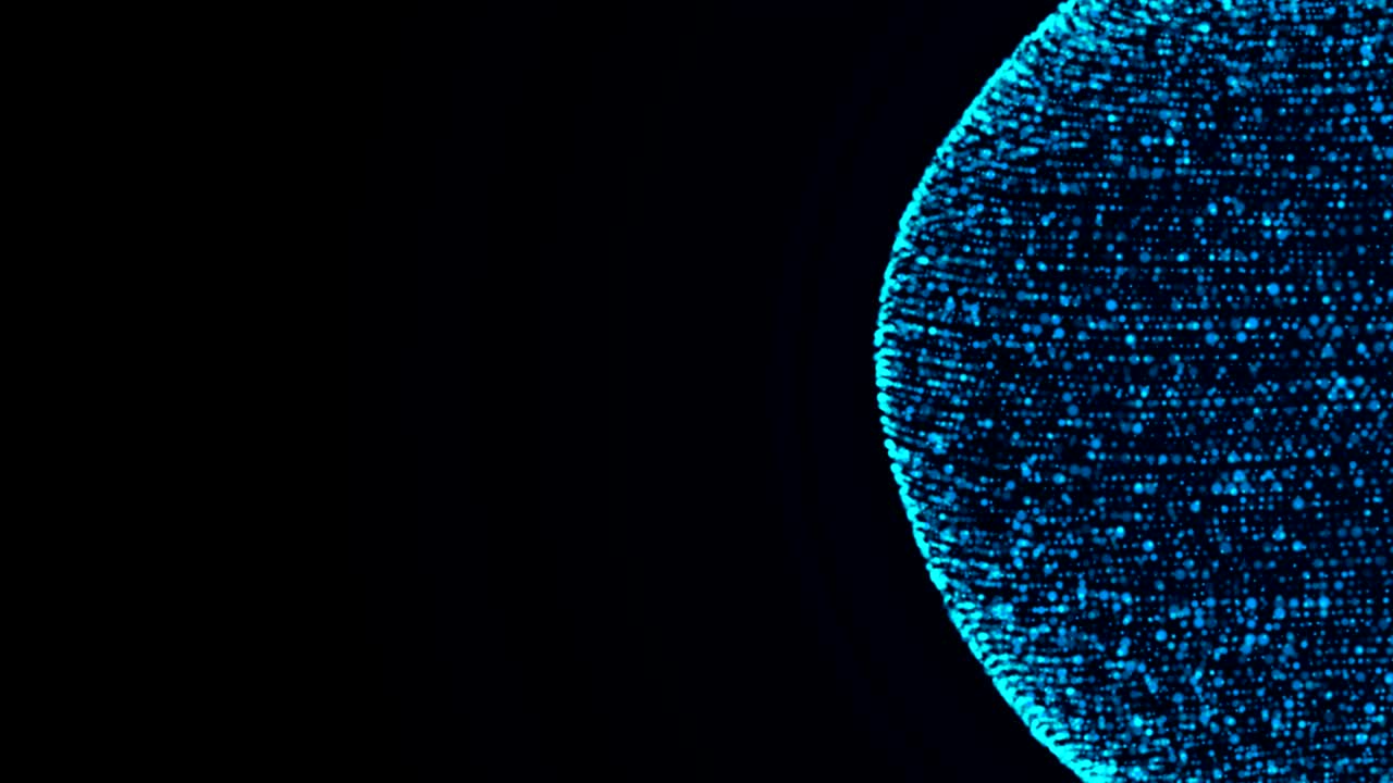 Abstract background 3d render. Chaotic particles with random size. Twisted massive of particles with glow