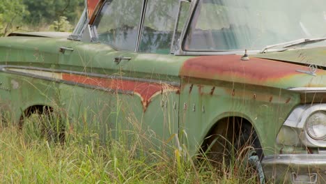 un viejo ford edsel se sienta en un campo 1