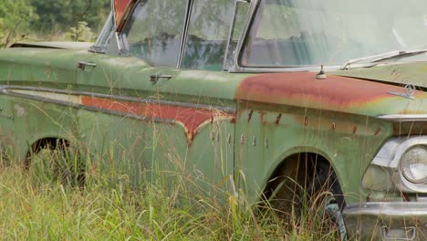 an old ford edsel sits in a field 1