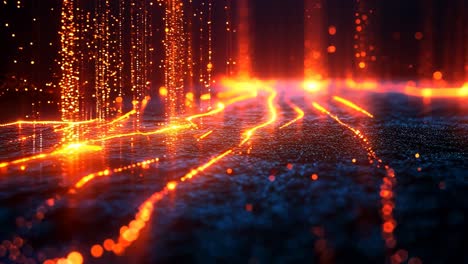 the image is a computer generated scene with a bright orange background and a dark blue foreground. the orange and blue colors create a contrast that draws the viewer's attention