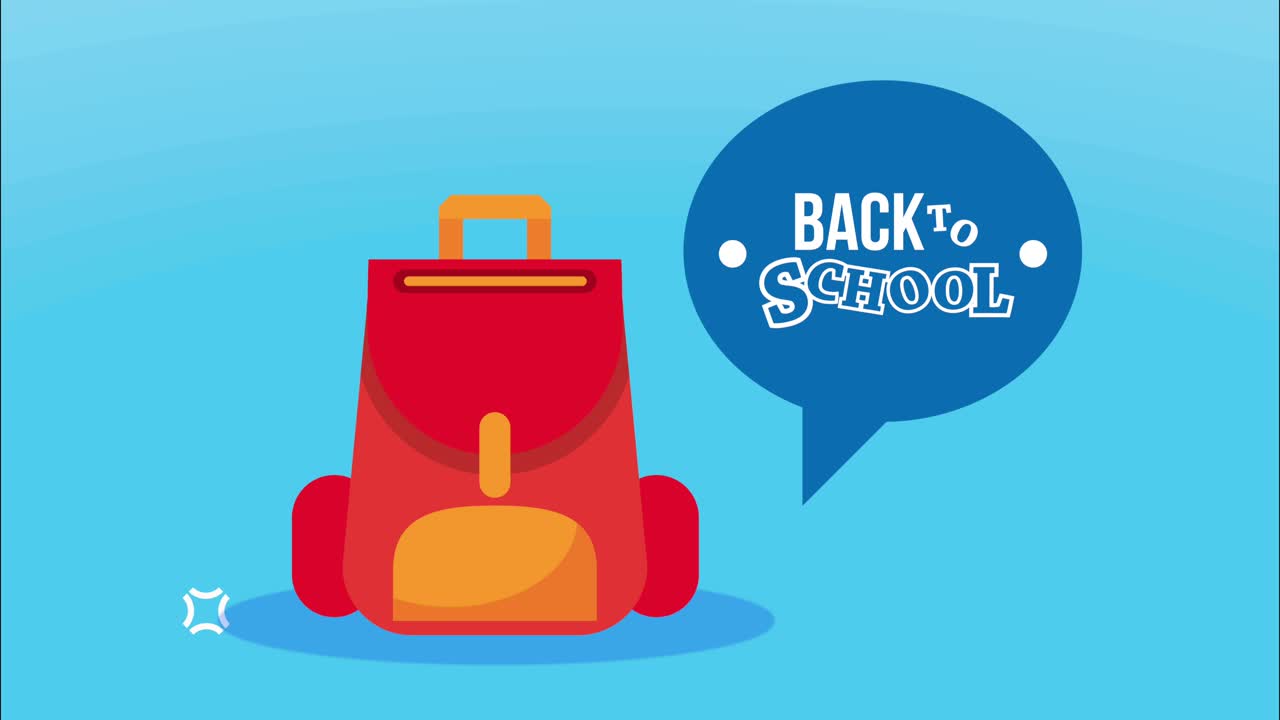 back to school lettering with schoolbag animation