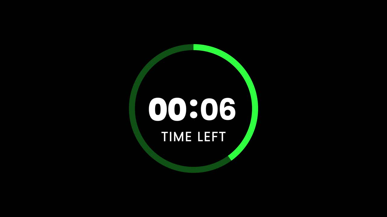 Ten Second Digital Countdown Timer with Green Progress Bar