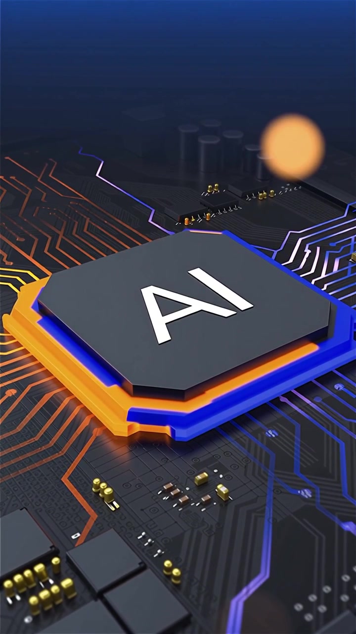 Futuristic AI Chip Motherboard Technology Background