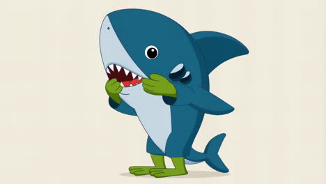 cartoon character in a shark costume