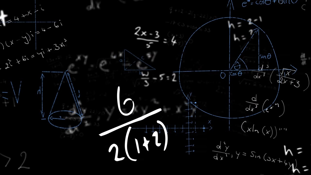 Animation of math formulas on black background