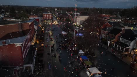 town square decorated with christmas star and lights