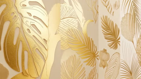 golden tropical leaves pattern
